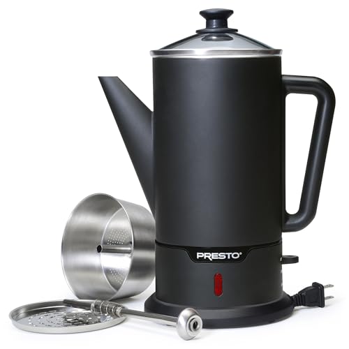 Cordless 12-Cup Stainless Steel Coffee Percolator - Black, Rapid Brew