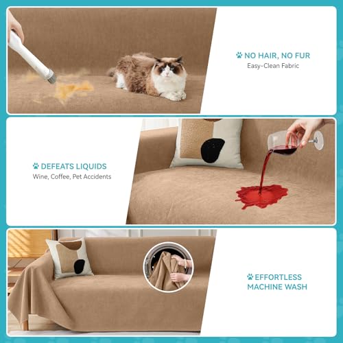Warmstar Brown 91x150 Inch Waterproof Pet Couch Protector - Anti-Scratch Sofa Cover
