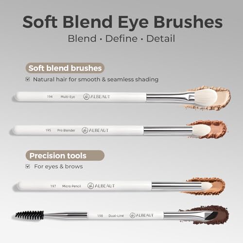 7-Piece Makeup Brush Set with Travel Bag for Face & Eyeshadow - Professional Quality