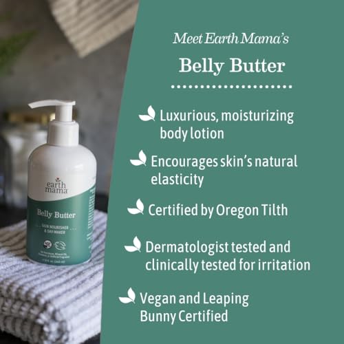 Earth Mama Belly Butter - 8 Fl Oz - Organic Pregnancy & Stretch Mark Moisturizer, Pack of 1