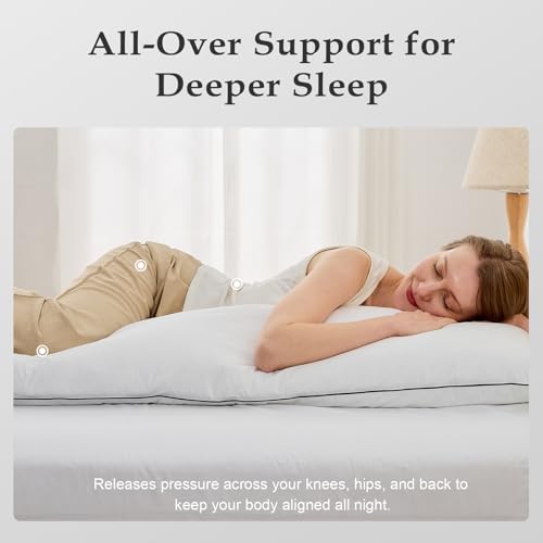 DWR Goose Feather Down Body Pillow - Organic Cotton Cover, Medium, 20x54 - Body Pillow Only