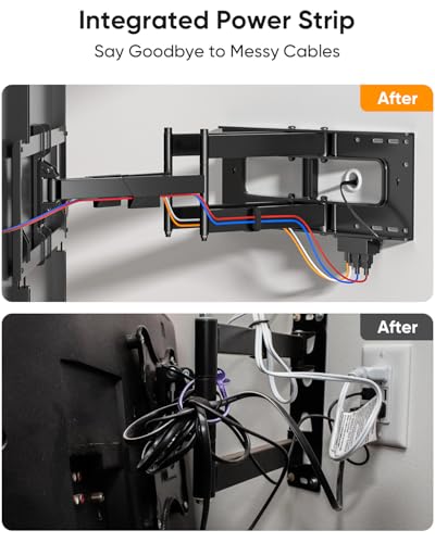 Heavy Duty 98 Inch TV Wall Mount with Power Strip for 50-100 Inch TVs - Full Motion, Swivel, Tilt, Extend, Supports Up to 220 lbs, VESA 800x600mm, Fits Wood Studs