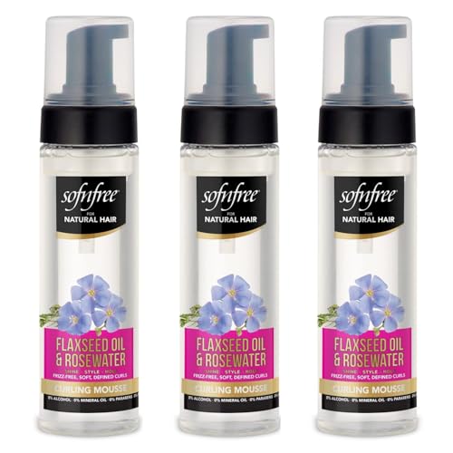 Sofn'Free Curling Mousse with Flaxseed Oil & Rosewater - 6.76 fl oz, Pack of 3