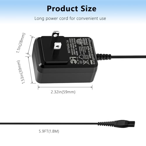 15V AC Charger Compatible with Philips Norelco Series mg7750 Electric Shaver Razor,Aquatec,Arcitec,Multigroom Beard Trimmer Adapter