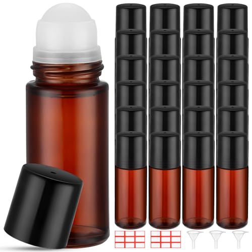 50ml Glass Roller Bottles for Essential Oils - Refillable & Leakproof Set