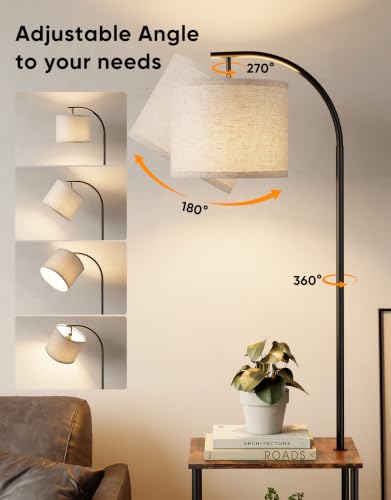 PARTPHONER Rustic Brown Floor Lamp with Table 2-Pack – Nightstands & Side Tables
