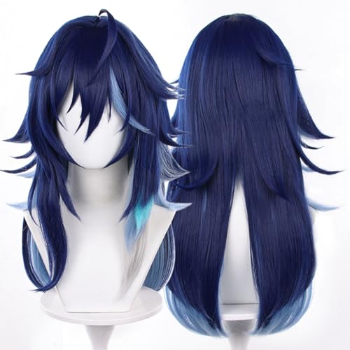 Dark Blue Mix Long Wig for Cosplay Anime Halloween Christmas - Servelove