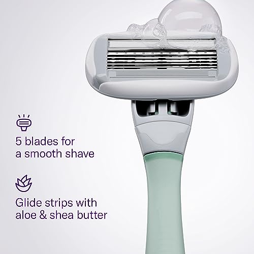 Salvia Flamingo 5-Blade Razor Kit for Women with Handle, Gel & Holder - Pack of 2