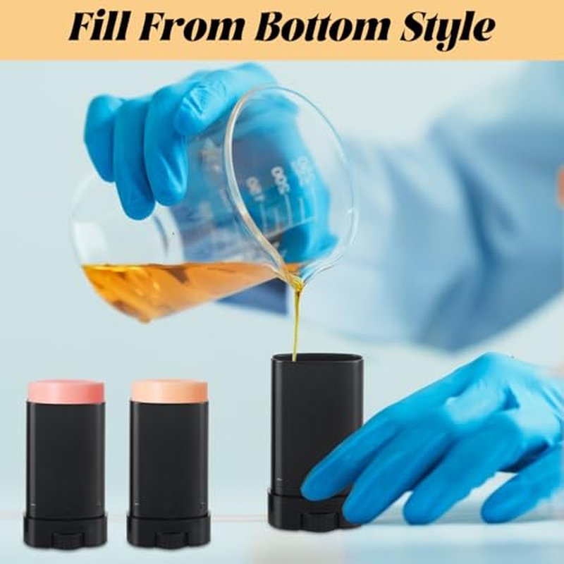 100 PCS 0.5 Oz/15 Ml Empty Deodorant Containers Black Oval Twist-Up Filling Stick 15 Ml Refillable Deodorant Tubes Empty Black Lotion Bar Sticks for Homemade Deodorant, DIY Lip Balm