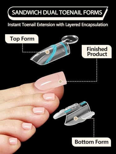 Clear Sandwich Toe Nail Dual Forms Kit - 280PCS Reusable Nail Extension Molds
