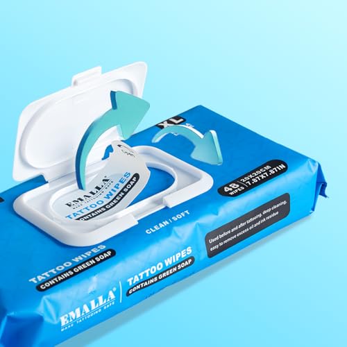 Emalla Green Tattoo Wipes 192 Count All-in-One Premium Skin Care & Cleaning