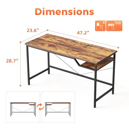 Brown 48x24 Inch Computer Desk - 0.6 Inch Thick Small Office Table