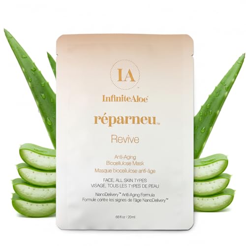 InfiniteAloe Biocellulose Fiber Face Mask, r?parneu Revive Anti Aging Face Mask