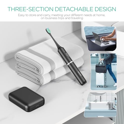 VOYOR-HEALTH Electric Travel Sonic Toothbrush for Adults – Black with Case