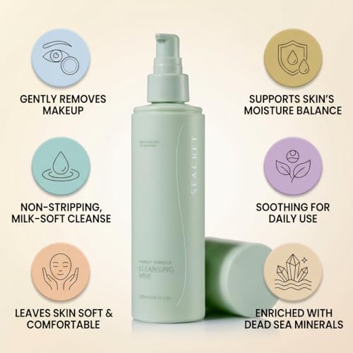 SEACRET Dead Sea Mineral Makeup Remover Cleansing Milk - Gentle, Vegan Face Cleanser 200ml