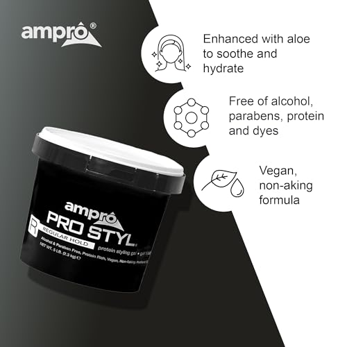 AmPro Pro Styl Styling Gel - Alcohol-Free, Protein Enriched, Non-Flaking Hold 80 oz