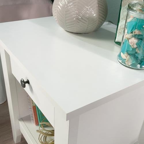 Sauder Shoal Creek Nightstand - Soft White Bedside Table with Drawer & Shelf