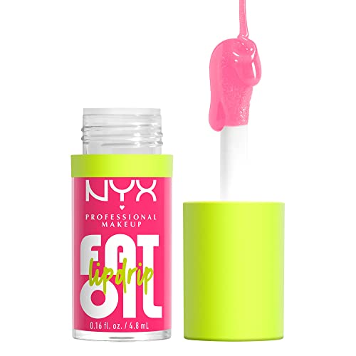 NYX PROFESSIONAL MAKEUP Fat Oil Lip Drip, Moisturizing Lip Oil Gloss, Vegan Tinted Formula, Up to 12 HR Hydration - Missed Call (Sheer Pink)