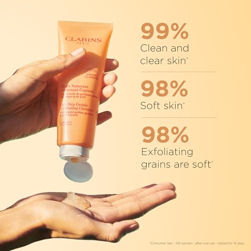 Clarins One-Step Gentle Exfoliating Cleanser | 3-In-1 Cleanser, Makeup Remover and Exfoliator | Boosts Radiance | Plant-Based Exfoliating Beads | All Skin Types