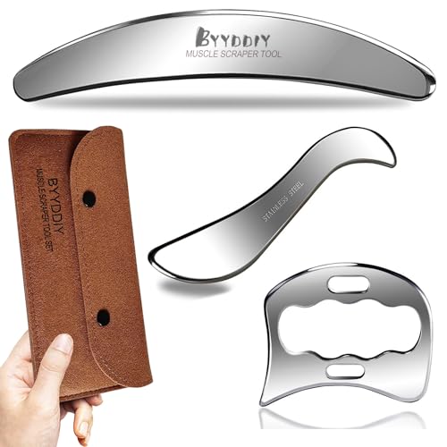 Muscle Scraper Set 3-in-1 Stainless Steel Gua Sha Massage Tools for Physical Therapy - SDC Variation