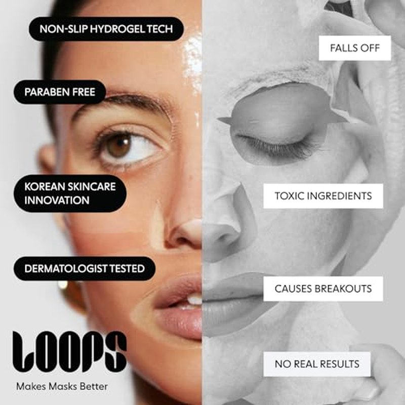 LOOPS Glow Gang Mask Set ? Weekly Reset for Rejuvenation, Double Take for Energized Skin, Sunrise Service for ? Hydrating and Pore Refining ? Safe for Sensitive Skin - Hydrogel Face Masks - 3pc