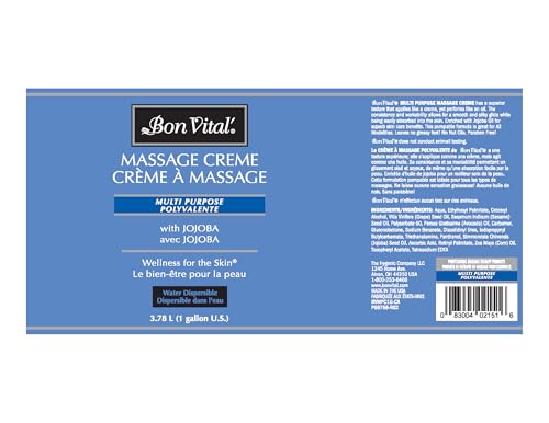 Bon Vital' 1 Gal Multi-Purpose Massage Creme with Aloe Vera - Professional Sore Muscle Relief