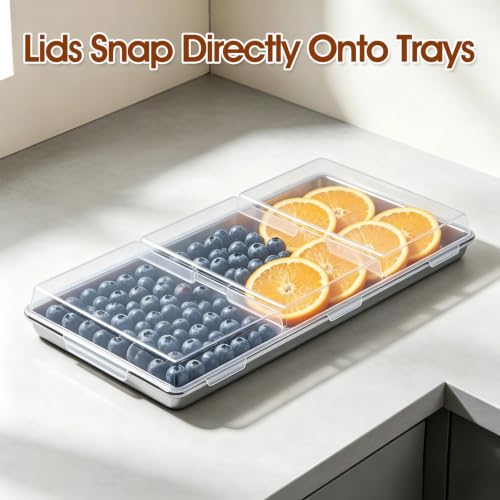 Set of 5 Medium Metal Freeze Dryer Trays with Lids - Compatible with Harvest Right