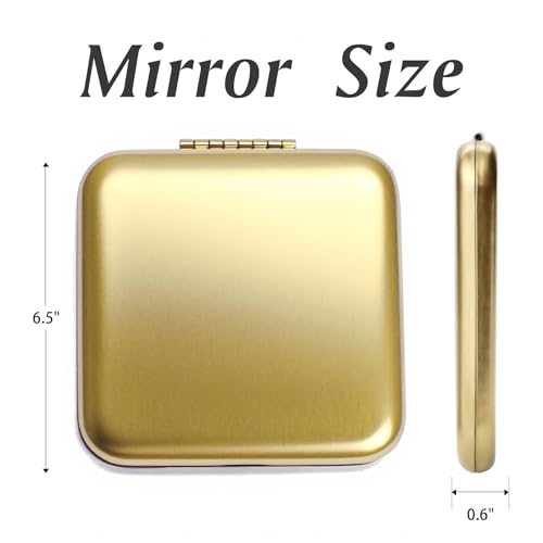 Gold Compact Mirror Bulk 12 Pack - Double-Sided 1X/2X Magnifying Pocket Travel Mirrors for Purse - Daricano