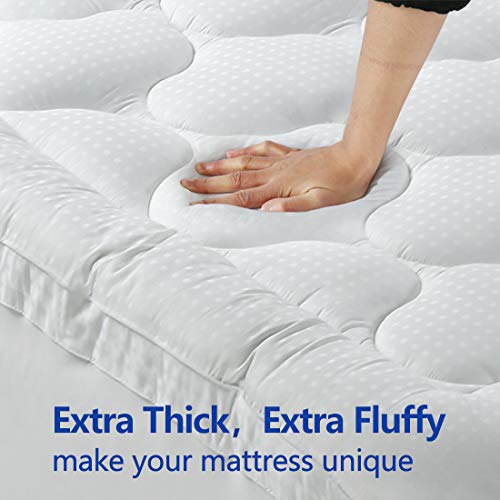 Queen Size Mattress Topper Pillow Top Mattress Cover Quilted Fitted Protector 8-21" Deep Pocket White