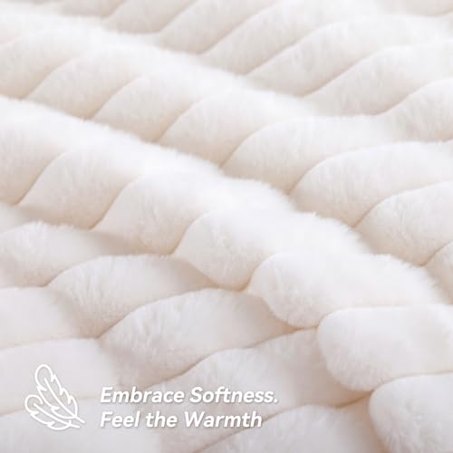 Queen Comforter Set Cream White 7-Piece Bed in a Bag Fluffy Bedding