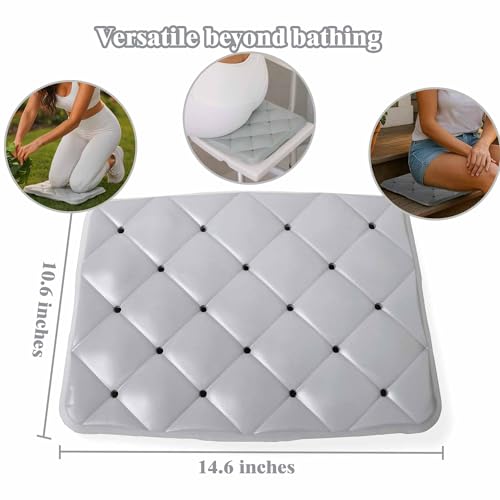 Waterproof Shower Cushion Seat Pad for Bath Bench, Chair, Bathtub, or Walk-in Tub, Non-Slip Foam Bath Seat with Drain Holes, Tailbone Relief Support Padded Bench Cushion for Seniors Inside Shower