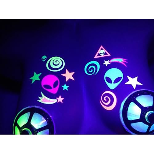 Sasswear Blacklight Body Stickers - Neon Fashion Accessories for Raves, Festivals and Glow Parties, 40/pk (Alien)