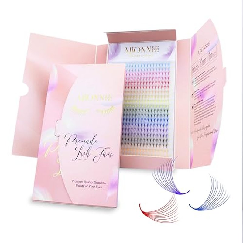 Colored Lash Extensions,400 pcs Mix Color Premade Fans Eyelash Extension,10D 13mm C Curl Lash Extension, Premade Lash Fan, Cashmere Promade Eyelash Fans(10D 0.07-C 13mm)