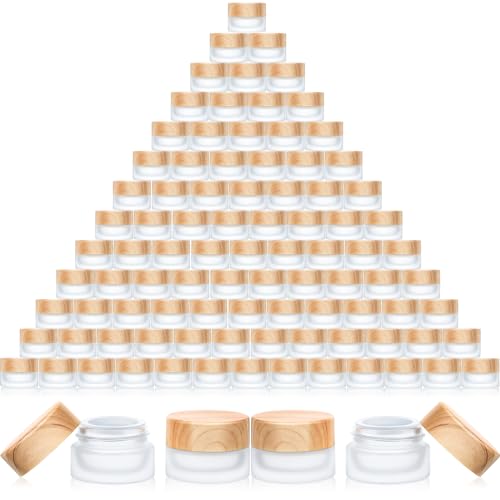 Geiserailie 150 Pieces Glass Cosmetic Containers Empty Sample Jars with Leak Proof Lids Makeup Sample Containers for Lotion Cream Cosmetic (5 Gram)