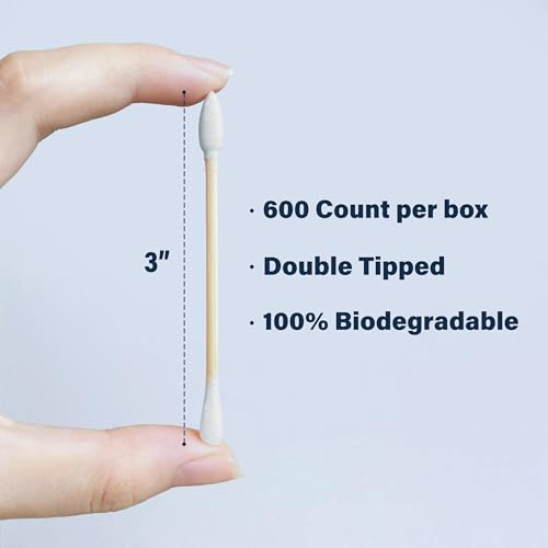 2400 Count Bamboo Cotton Swabs Pack of 4 Double-Tipped Ear & Makeup Applicators