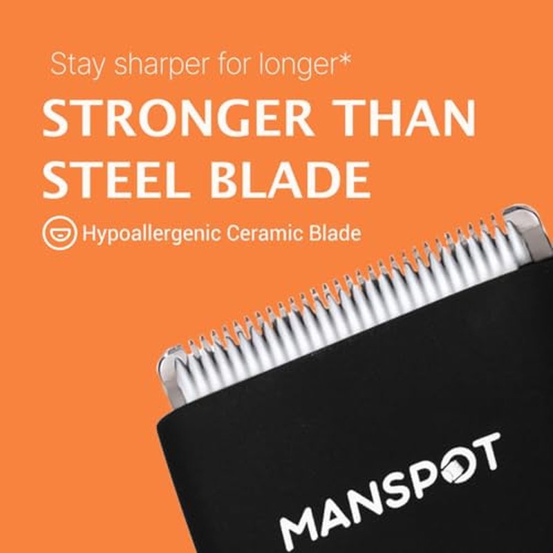 MANSPOT Manscape Groin & Body Hair Trimmer for Men, Electric Ball Pubic Trimmer Shaver,Manscape Kit with 4 Guard,Replaceable Ceramic Blade Heads,Waterproof Wet/Dry Shaver,90 Minutes Shaving