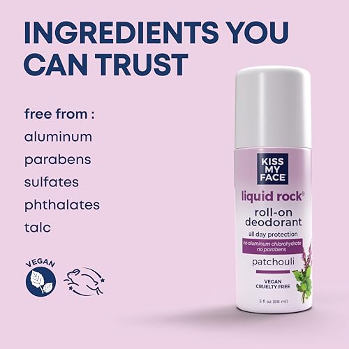 Vegan All-Day Deodorant with Mineral Salts - Patchouli Scent, 3 Fl Oz Pack of 3