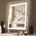 HIEEY Lighted Makeup Mirror, Hollywood Vanity Mirror with Lights, Three Color Lighting Modes, with 4in 20X Magnification Mirror, Smart Touch Control, 360¡ÆRotation (17.4in,White,Gift Box)