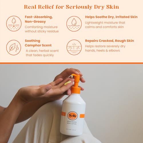 Yu-Be Body Lotion for Dry Sensitive Skin - Non-Greasy Fast-Absorbing Hand & Body Moisturizer Pump Bottle - Single