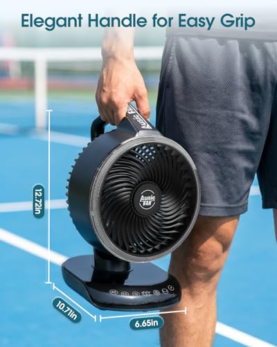 Portable Rechargeable Fan with Remote - Black, 30000mAh, Oscillating & Turbo Blades