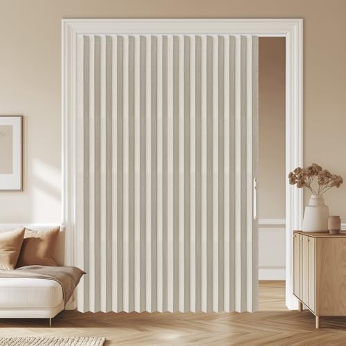 Blackout Accordion Door Curtain Set - Cream White, 72W x 79L, Magnetic Closure