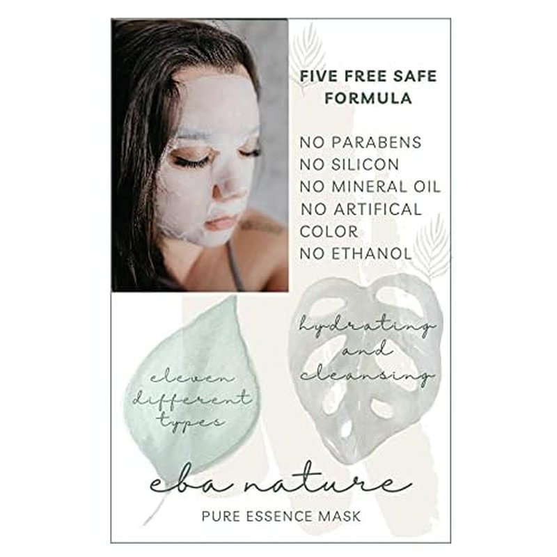 Eba nature} 22 Pcs Combo-Pack, Premium Korean Pure Essence Facial Mask Sheet (11 Types x 2 pcs), Five Chemical Free