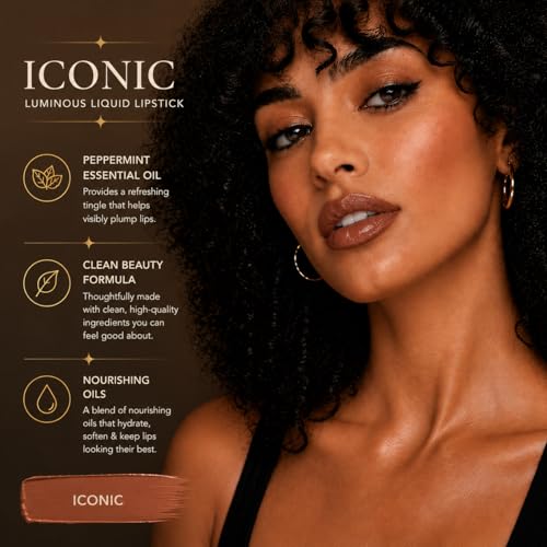 Iconic Defiance Beauty Luminous Liquid Lipstick & Clear Lip Gloss Set - Long Lasting, Pink Undertones, High Comfort