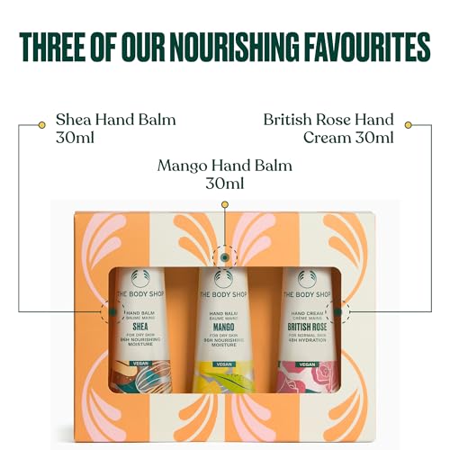 Nourishing Hand Balm Trio Set with Shea, Mango & Rose - Hand Care Gift Set
