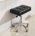 Heavy Duty Adjustable Rolling Lab Stool with Wheels - Black, 21 Inch Wide Seat