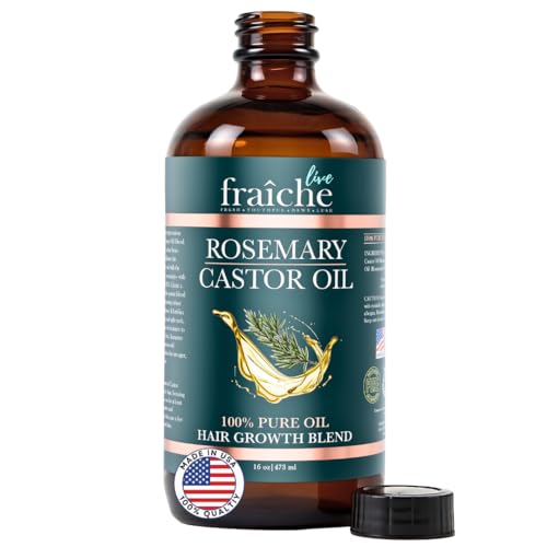 Rosemary Castor Oil for Hair Growth - Glass Bottle 16 Fl Oz - Live Fraiche