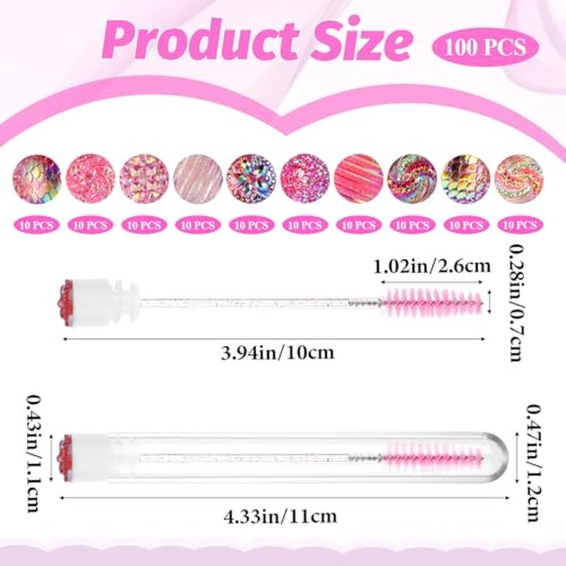 200 Pack Lash Spoolies Set, Adjustable Mascara Wands 100 PCS Eyelash Brushes and 100 PCS Empty Travel Container Tubes Lash Applicator Tool for Eyelash Extensions, Improve Mascara Volume and Length