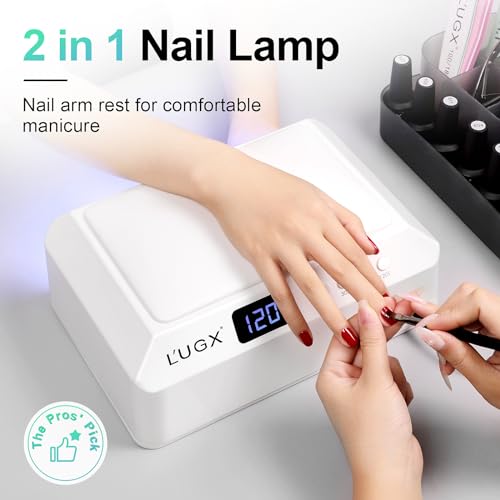 L'UGX Professional Nail Lamp with nail Arm Rest + White Gel Nail Polish