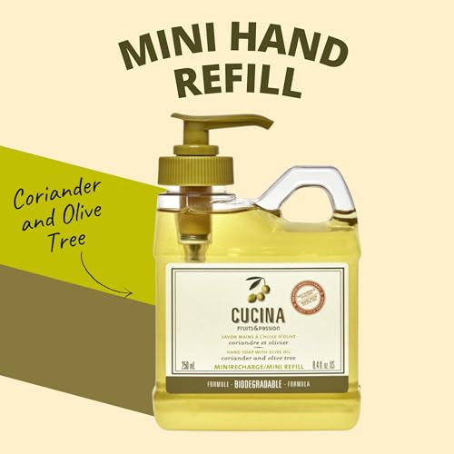 Fruit & Passion Cucina Coriander & Olive Mini Hand Soap Refill (250ml) and Nourishing Hand Cream (50ml) Holiday Gift Set Bundle