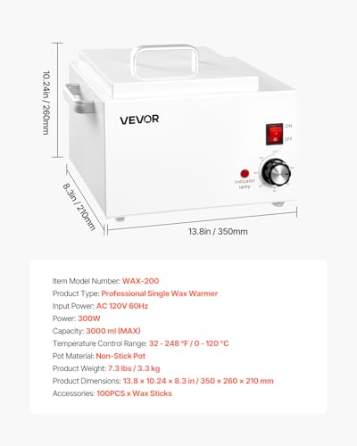 Large Capacity Wax Warmer 3000ML 300W Adjustable Temperature for Hair Removal